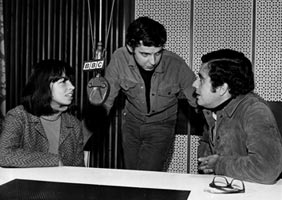Nara Leão, Cacá Diegues e Guilherme Araújo, estúdios da BBC de Londres, 1969